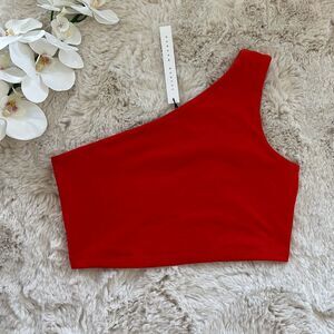 Susana Monaco Essential One Shoulder Crop Top in Sunset Size M